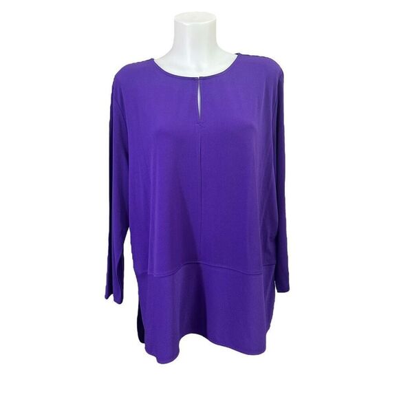 Lauren Ralph Lauren Keyhole Neck Long Sleeve Tunic Top Purple Hi Low Women's 2X‎ - Picture 1 of 7
